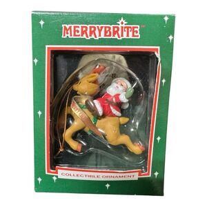 Santa On Reindeer Collectible Christmas Ornament Dated 1994 Matron Industries